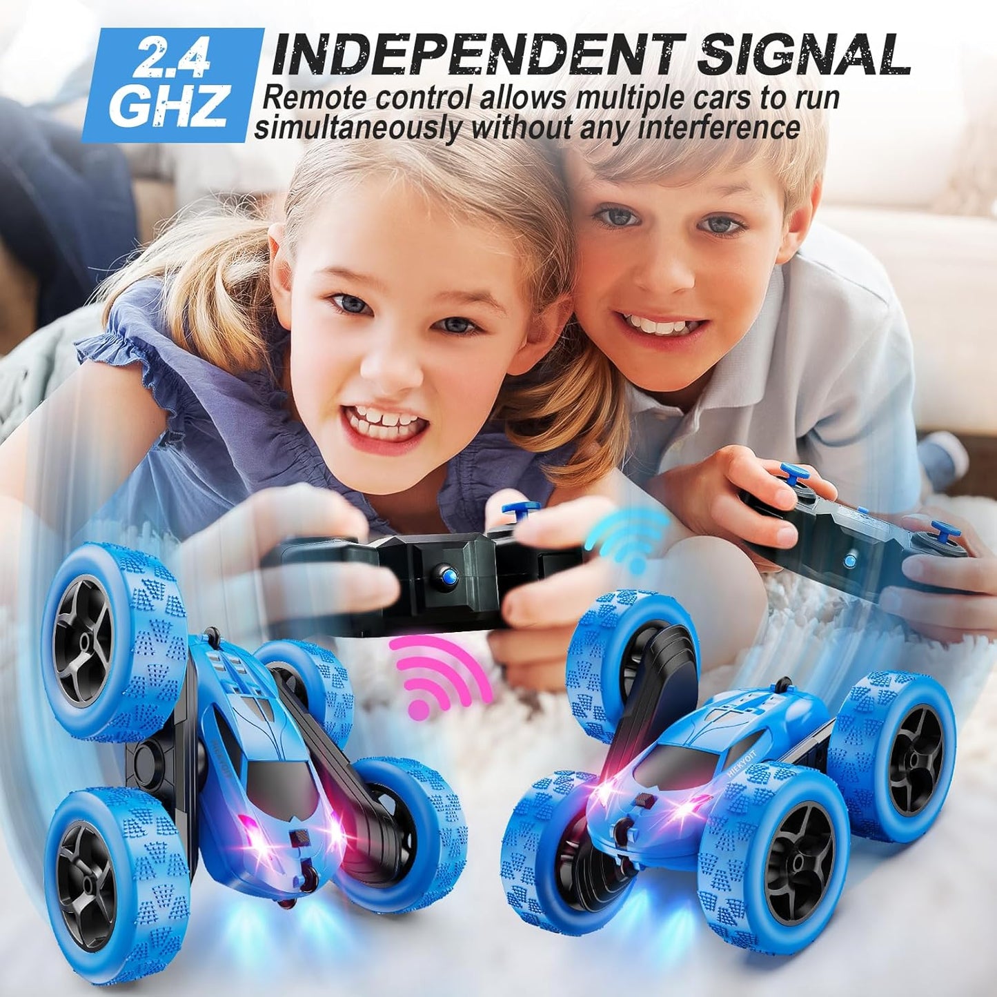 Remote Control Car, RC Cars Toys for 6-12 Year Old Boys, Off Road RC Stunt Car 4WD 360° Rotating Remote Control Cars for Kids, Boys for Birthday, Christmas Blue - AutoBay