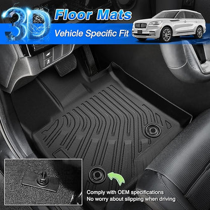 Aviator Floor Mats - Car Mats for Lincoln Aviator 2020-2025, All Weather Floor Mats and Cargo Liner for Aviator Accessories, Heavy Duty Rubber Mats, Car Accessories