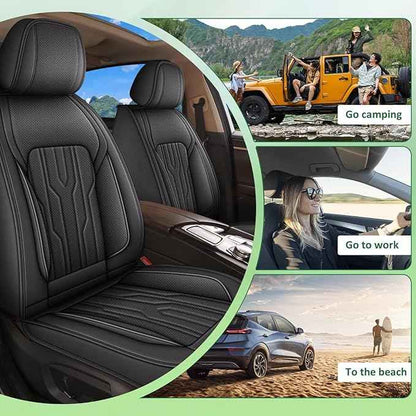YORKNEIC Fit for Dodge Dart Seat Covers Full Set 2013-2016: 5 Seats Waterproof Leather Car Seat Covers Protector (2 Row 5 Seat, Black)