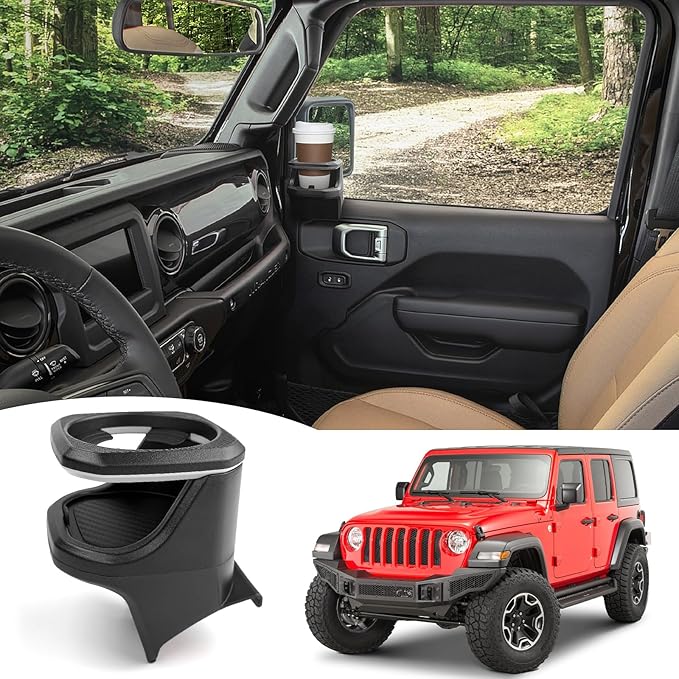 Door Cup Holders Fit for 2018-2024 Jeep Wrangler JL JLU 4XE/Gladiator JT Accessories, Cup Holders for Jeep Gladiator 2020-2024&Jeep Wrangler 2018-2024(Front Row, Right)