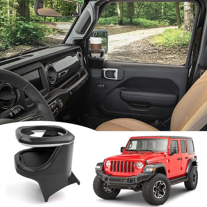 Door Cup Holders Fit for 2018-2024 Jeep Wrangler JL JLU 4XE/Gladiator JT Accessories, Cup Holders for Jeep Gladiator 2020-2024&Jeep Wrangler 2018-2024(Front Row, Right)