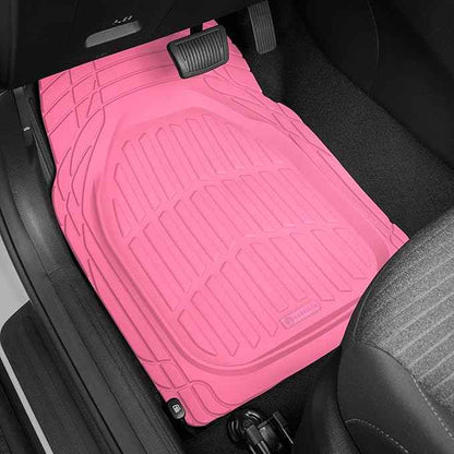 CARBELLA Rubber 4-Piece Pink Car Floor Mats - Universal Trim To Fit All Weather Champagne Pink Car Accessories - Girl Car Accessories for Women & Cute Car Mats for Women, Girly Car Decor, Truck, & SUV
