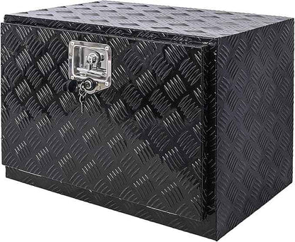 24in Aluminum Tool Box with Lock Keys for Truck Car, Truck Bed Toolbox Outdoor Trailer Pickup Underbody RV ATV Storage Tools Organizer 24x17.3x17.7in Black