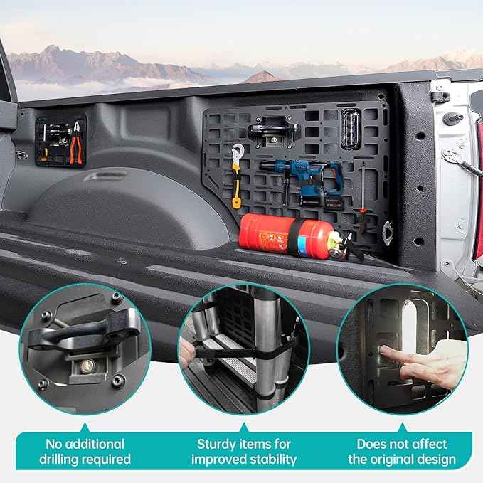 Side Truck Bed Molle Panel Rack System Compatible with 2015-2023 Ford F150 Accessories 5.5FT Cargo Storage Organizer Tools Rack Fit for 2015-2023 F-150 Accessories
