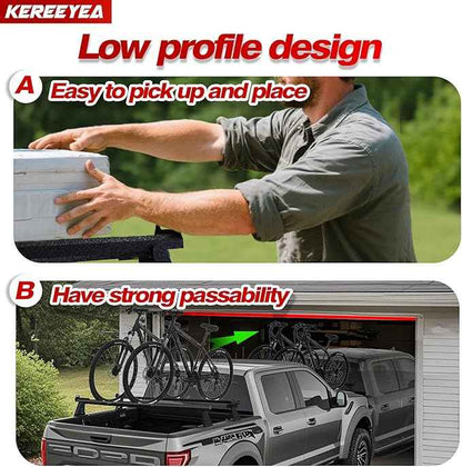 Adjustable 71.3”Heavy Duty Truck Bed Rack Cross Bars（2PCS） for Full-Size Trucks with Soft Roll-Up, Hard Rolling,Tri-Fold, Retract Hard Tonneau Covers|Aluminum Cross Bars|Fits Kayak Racks, Bike Racks