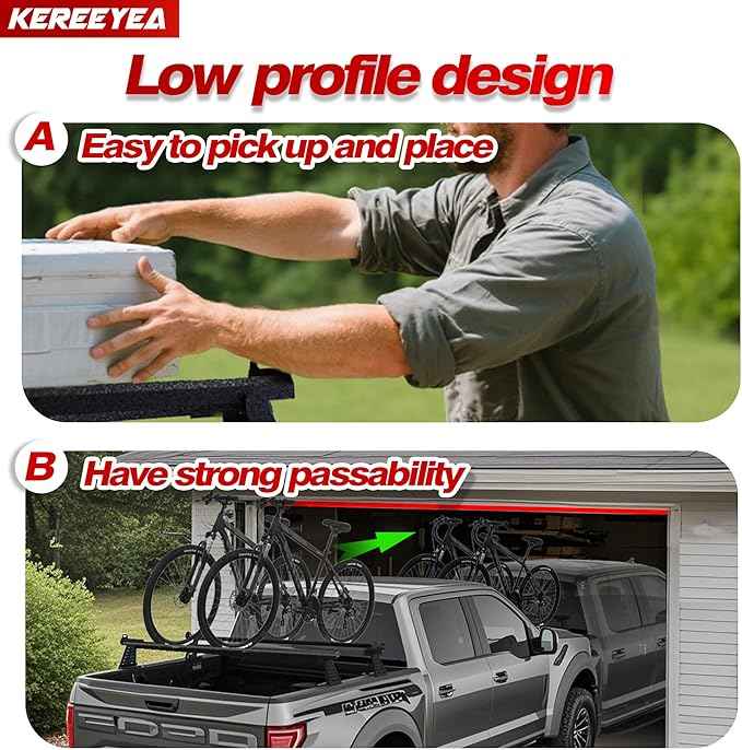 Adjustable 65.4”Heavy Duty Truck Bed Rack Cross Bars（2PCS） for Mid-Size Trucks with Soft Roll-Up, Hard Rolling,Tri-Fold, Retract Hard Tonneau Covers|Aluminum Cross Bars|Fits Kayak Racks, Bike Racks