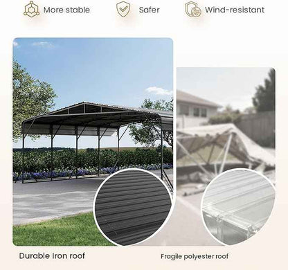 COSIEST 20'x40' Carport with Galvanized Steel Roof, Heavy Duty Metal Carport Canopy, Outdoor Garage Car Shelter Shade for Car, Boats and Truck