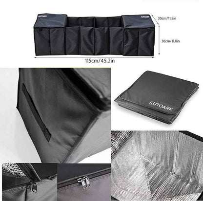 Cargo Foldable Multi Compartment Fabric Car Truck Van SUV Storage Basket Trunk Organizer and Cooler Set,Black,AK-018