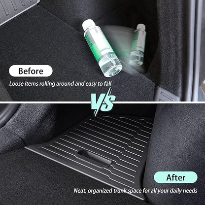 Trunk Storage Bins Trunk Organizer Designed for 2025 2026 Tesla Model Y Juniper 5-Seater, 2PCS Large-Capacity Rear Side Storage Boxes with Under-Panel Compartment for Model Y Juniper Accessories