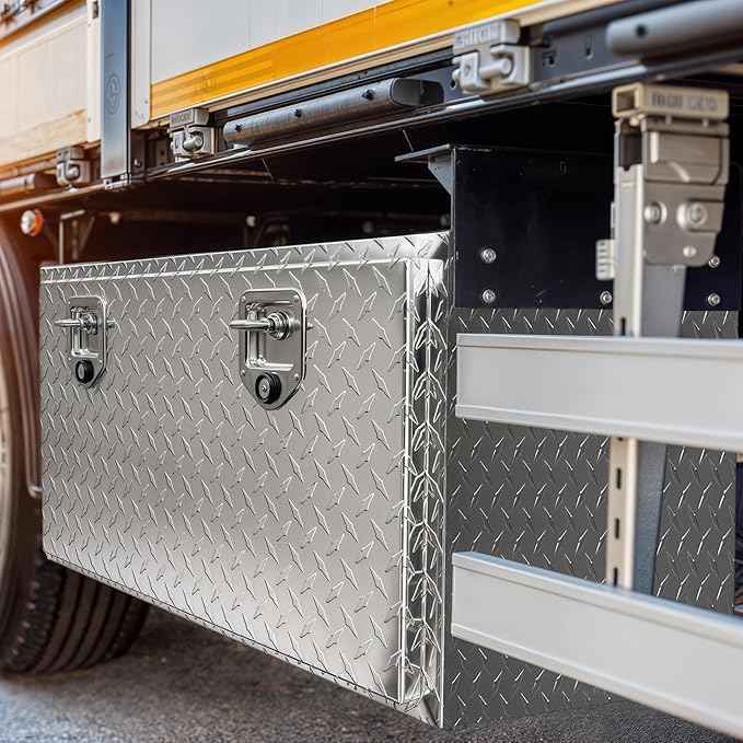YITAMOTOR 36 Inch Underbody Tool Boxes, Heavy Duty Aluminum Diamond Plate Truck Tool Boxes, Waterproof Chest Storage Organizer for Pick Up Truck Bed, RV Trailer with T-Handle Lock and Keys