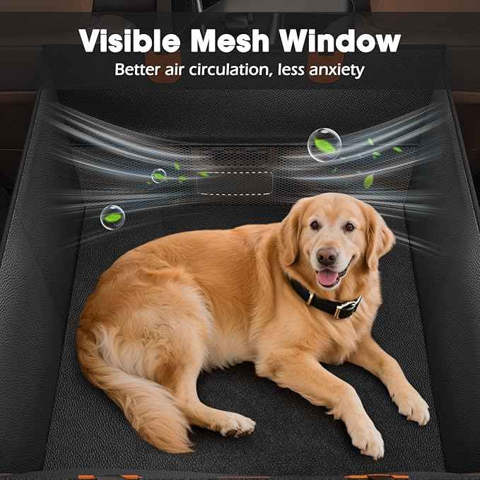 FURTIME Large Dog Car Seat, Upgraded PU Leather Back Seat Extender with Hard Bottom, Waterproof Pet Car Seat Cover for Medium Sized Dog, Pet Hammock for Cars, SUVs, Trucks