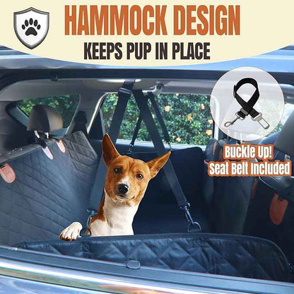 Back Seat Extender for Dogs, Hard Bottom Car Seat Cover for Dogs. Hammock Style, Large Space, Holds 420lbs, Sturdy, Waterproof for Car, SUV, Truck (Black)