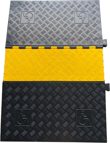 Rubber Cable Ramp 5 Channel Drive Over Hose Cable Protector Outdoor 22000Lbs Load Capacity Wires Power Lines Extension Cord Cover Traffic Speed Bump 1 Pack