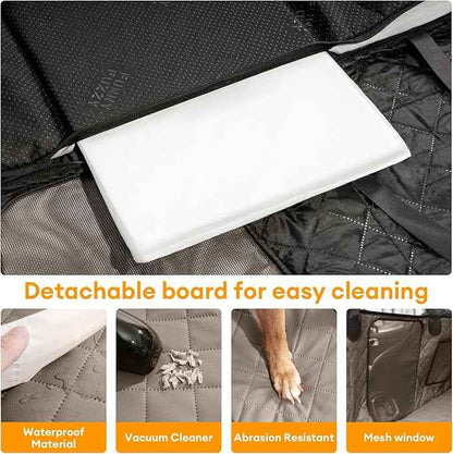 FUNNY FUZZY Dog Car Seat Cover, Back Seat Extender for Dogs - 420Lb Hard Bottom Waterproof Pet Car Seat Cover, 600D Heavy Duty Pet Hammock with Non-Slip Bottom for Cars, SUV, Trucks