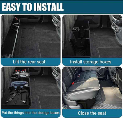 POPSTORE Rear Under Seat Storage Box Compatible with 2019-2026 Dodge Ram 1500 Crew Cab Heavy-Duty Truck with a Baffle Under Seat Organizer Box