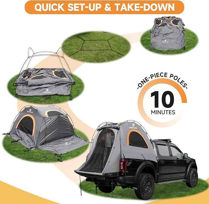 Truck Bed Tent 5.5' ~ 5.8', Upgrade Quick Setup Truck Tent for Camping, 3000mm Waterproof Pickup Truck Tent for 2 Person, Ford, GMC, Toyota, Chevy, Dodge, Nissan