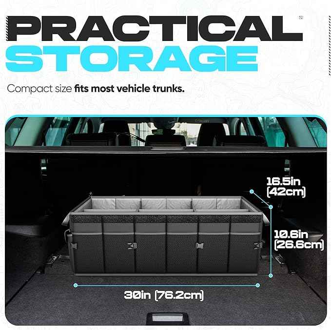 FORTEM Trunk Organizer For SUV Car Trunk Organizer, Foldable Storage, Car Accessories for Women Men, Collapsible Bag, Perfect Christmas Gifts, 600D Oxford, Non Slip Bottom, Straps, Soft Cover (85L)