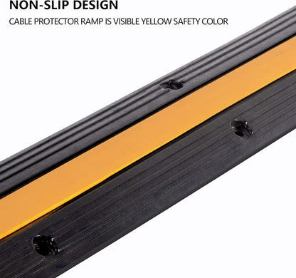 4 Pack Rubber Cable Ramp Hose Cable Protector Ramp 1 Channel 11000Lbs Load Capacity Traffic Speed Bump Wires Power Lines Extension Cord Cover for Indoor Outdoor
