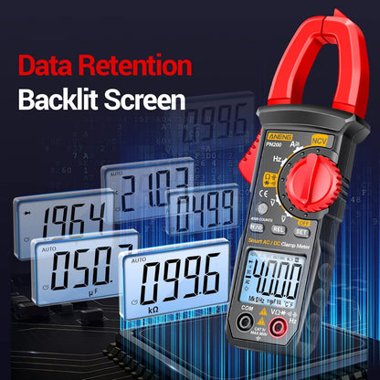 ANENG Digital Clamp Meter Multimeter Tester with AC/DC Current,Voltage, NCV Amp Ohm Volt 4000 Counts Meter Measures Capacitance, Resistance, Diodes, Continuity Frequency Backlight Electrican Tools