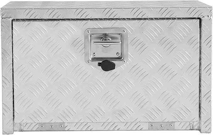 Garvee 24 Inch Heavy Duty Aluminum Tool Underbody Box, Waterproof Square Truck Storage Organizer Chest for Pick Up Truck Bed, Rv Trailer (24 X 12" X 14" - Sliver)