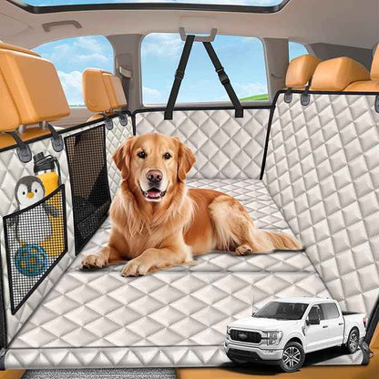 URPOWER XL Dog Backseat Extender for Full-Size Crew Cab Truck, Hard Bottom Dog Car Seat Cover for Back Seat Holds 400lbs, Waterproof Dog Hammock Pet Rear Seat Protector Travel Bed for F150 / Silverado