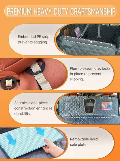 Dog Seat Cover for Back Seat Hard Bottom - 1680D Waterproof Anti-Slip Anti-Scratch Pet Hammock, Dog Covers for Cars Back seat with Mesh Window & Storage for Car SUV Truck (400 lbs)