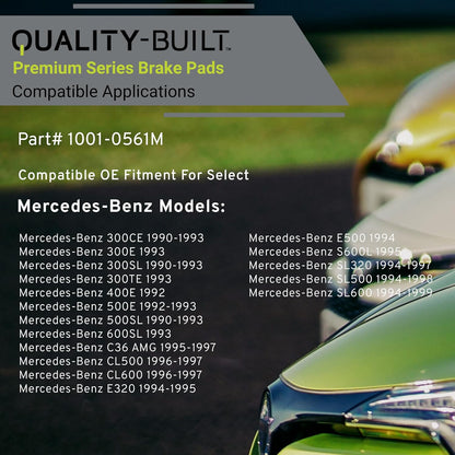 Premium Semi-Metallic Front Brake Pads (1001-0561M) Compatible with 1990-1999 Mercedes-Benz (300CE/300E/300SL/300TE/400E/500E/500SL/600SL/C36 AMG/CL500/CL600/E320/E500/S600L & More)