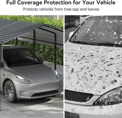 10x15FT Heavy Duty Metal Carport Canopy with Galvanized Steel Roof, Multi-Use Shelter Outdoor Garage for Car, Boat, Party,Gray