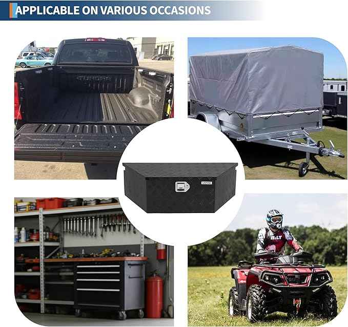 Garvee Heavy Duty Trailer Tongue Box with Lock & Keys, 39" x 16" x 12" Steel Tool Chest Storage Organizer for Utility Trailer, Pickup Truck Bed, RV, SUV and Off-Road Vehicle, Black