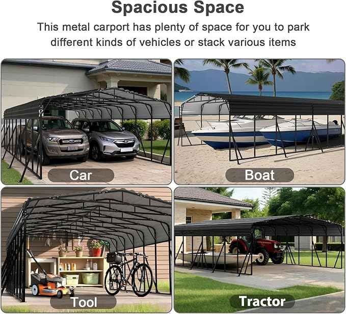 20x40FT Heavy Duty Metal Carport - Reinforced Galvanized Carport Canopy for All-Weather Shelter, Enhanced Wind Resistance for Boats, Cars, Trucks and Tractors