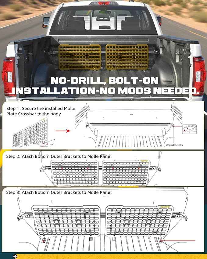 Front Bed MOLLE Panel Fit for 5.5 Feet Ford F150 2015-2026 Truck Storage Organizer System