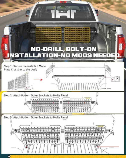 Front Bed MOLLE Panel Fit for 5.5 Feet Ford F150 2015-2026 Truck Storage Organizer System