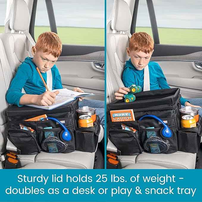 High Road CarHop Backseat Organizer for Kids and Passenger Seat Organizer for Adults - Car Seat Cooler with Cup Holders and Convertible Tray Lid