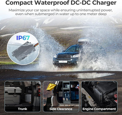 RENOGY 12V/24V 50A DC-DC Charger with MPPT - IP67 Waterproof Solar & Alternator Charger 720W Boost Buck Voltage Battery Chargers for RV, Marine, Lithium/AGM/Gel Batteries