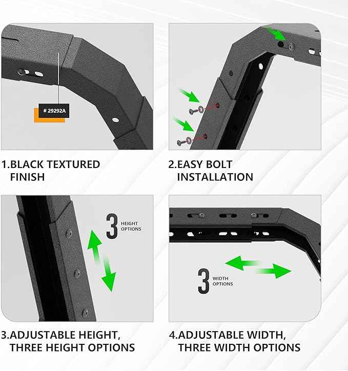 Adjustable 27-30" High Truck Ladder Bed Racks Compatible with Tacoma/Tundra/Ram 1500/ Silverado & Sierra 1500/ F150/Gladiator JT/Titan/Frontier/Colorado/Canyon/Ranger with 2 LED Lights