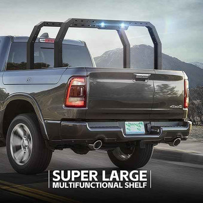 Adjustable 27-30" High Truck Ladder Bed Racks Compatible with Tacoma/Tundra/Ram 1500/ Silverado & Sierra 1500/ F150/Gladiator JT/Titan/Frontier/Colorado/Canyon/Ranger with 2 LED Lights