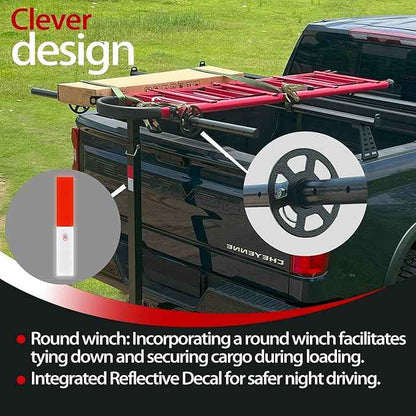 Truck Bed Extenders|4-Position Adjustable Truck & SUV Bed Extender Hitch Mount for Hauling Kayaks Ladders, Lumber & Large Gear |Durable Silver Hammered Scratch-Resistant Design|750lbs Capacity