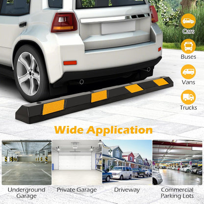 IRONMAX Rubber Parking Curb, 72" Long Car Stopper with Yellow Reflective Stripes, 8800 LBS Weight Capacity Parking Block for Car, Truck, RV, Trailer, Tier Stops for Garage Floor, Driveway (4)