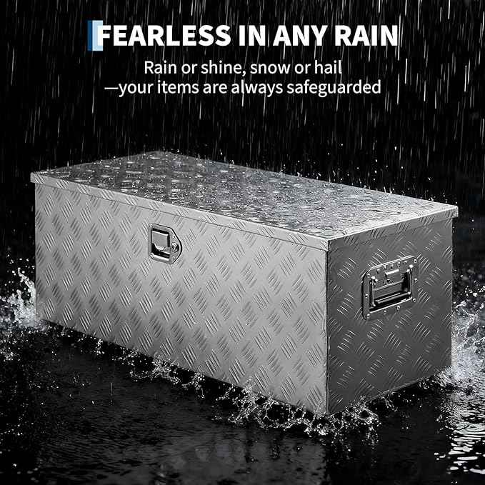 Heavy Duty Aluminum Truck Bed Tool Box 30'', Professional-Grade Storage Chest with Secure Lock, Gas Strut Lid, and Small Parts Organizer, Durable Heavy Duty Alu Tool Box for Pickup, RV, Trailer