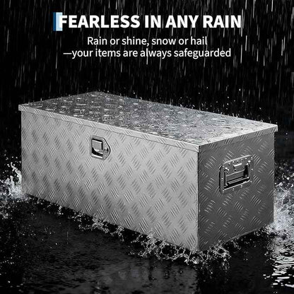 Heavy Duty Aluminum Truck Bed Tool Box 30'', Professional-Grade Storage Chest with Secure Lock, Gas Strut Lid, and Small Parts Organizer, Durable Heavy Duty Alu Tool Box for Pickup, RV, Trailer