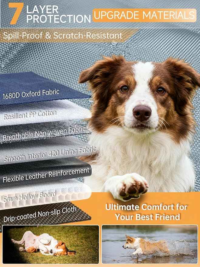 Dog Seat Cover for Back Seat Hard Bottom - 1680D Waterproof Anti-Slip Anti-Scratch Pet Hammock, Dog Covers for Cars Back seat with Mesh Window & Storage for Car SUV Truck (400 lbs)