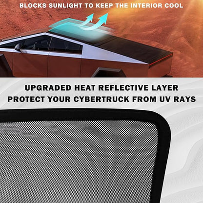 BestEvMod Foldable Roof Sunshade Compatible with 2024 2025 Tesla Cybertruck Accessories Upgraded Heat Reflective Tech Accessories Sunroof Reflective Sun Shade (Roof Sunshade)