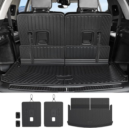 Cargo Mat Backrest Mats for 2021-2025 2026 Jeep Grand Cherokee L (3rd Row Manual & Power Fold), All Weather TPE Trunk Mat Cargo Liner Car Accessories (L | Cargo Mat+3rd Row Backrest Mats)