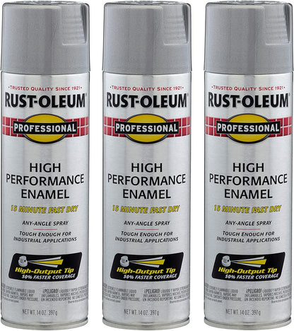 Rust-Oleum 7515838-3PK Professional High Performance Enamel Spray Paint, 14 Oz, Aluminum, 3 Pack