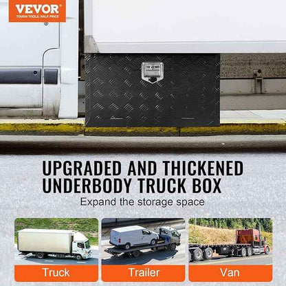 VEVOR Underbody Truck Box, 30" x 17" x 18" Pickup Storage Box, Heavy Duty Aluminum Diamond Plate Tool Box with Lock and Keys, Waterproof Trailer Storage Box with T-Handle Latch for Truck, Van, Trailer
