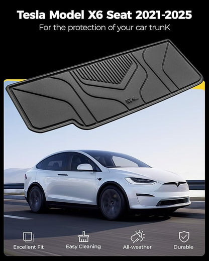 3W Cargo Liner Fit for Tesla Model X 6 Seats 2022-2025(not for 2026) All Weather TPE Custom Fit Floor Liners for Front and Rear Trunk Full Set Car Mats Black