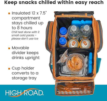 High Road CarHop Car Seat Organizer for Kids and Adults with Cup Holder Tray, Side Pockets and Cooler Compartment (Medium, Gray)