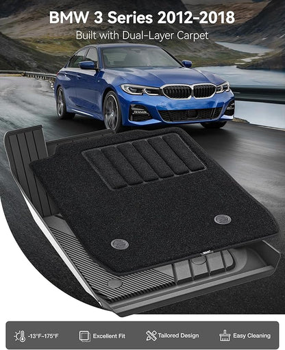 3W Floor Mats & Carpets Fit for BMW 3 Series 2013-2018 F30 320i 328d 328i 330e 330i 335i 340i, TPE All-Weather Harmless Heavy Duty Floor Liner Accessories(NOT for 335is & GT & X-Drive)