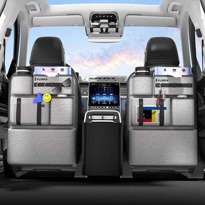 FLORICH 2 PACK PU Coated Fabric Car Backseat Organizer, Durable Large capacity Seat Back Organizer and Storage with 6 Pocket, Kick Mats Back Seat Protector for Kids Universal Fit