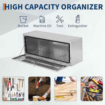 Trailer Tongue Box, Heavy Duty Storage With Lock and Keys, Utility Truck Tool Box Storage Organizer, Tool Chest for Pickup Truck Bed, RV, 18"x12"x14" (18"x12"x14"- Sliver)